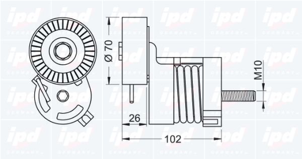 IPD Натяжитель ремня, клиновой зубча 15-3455