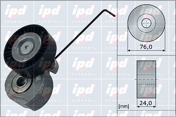 IPD įtempiklio svirtis, V formos rumbuotas diržas 15-4065