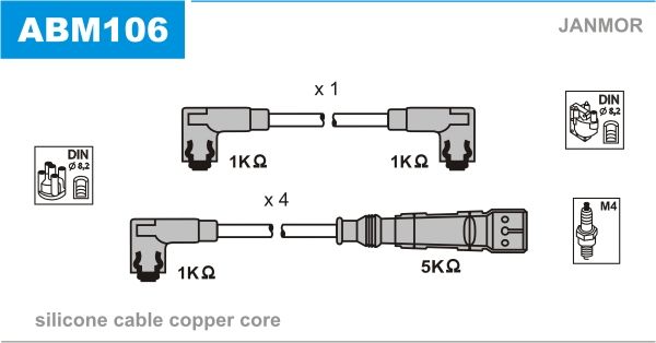 JANMOR Комплект проводов зажигания ABM106