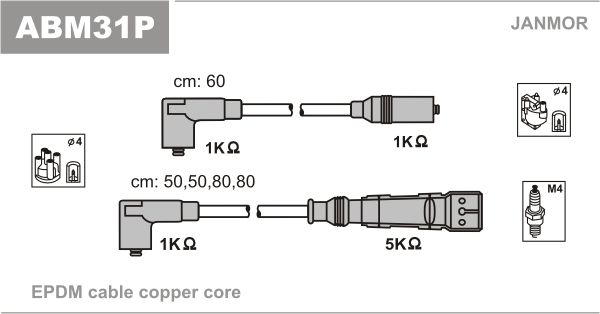JANMOR Комплект проводов зажигания ABM31P
