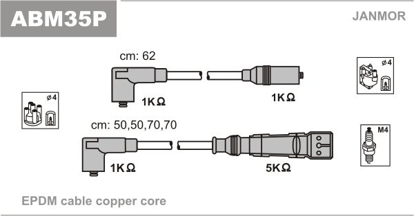 JANMOR Комплект проводов зажигания ABM35P