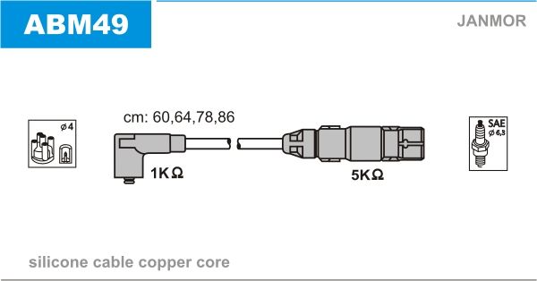 JANMOR Комплект проводов зажигания ABM49
