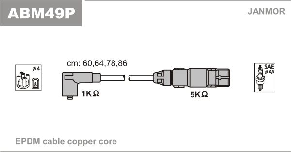 JANMOR Комплект проводов зажигания ABM49P