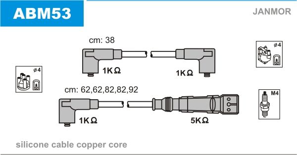 JANMOR Комплект проводов зажигания ABM53