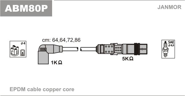 JANMOR Комплект проводов зажигания ABM80P