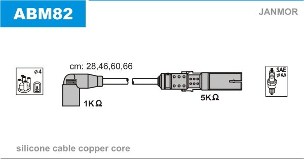 JANMOR Комплект проводов зажигания ABM82
