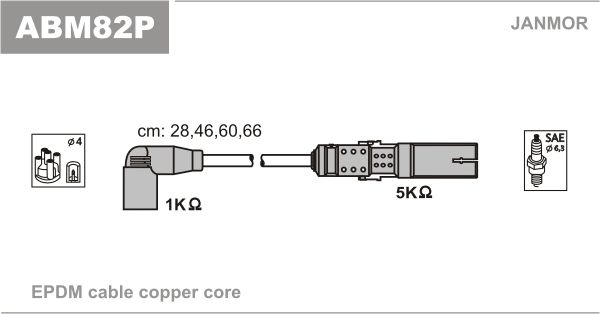 JANMOR Комплект проводов зажигания ABM82P