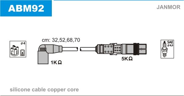JANMOR Комплект проводов зажигания ABM92