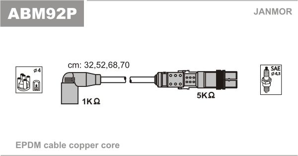 JANMOR Комплект проводов зажигания ABM92P