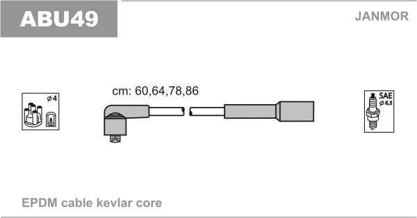 JANMOR Комплект проводов зажигания ABU49