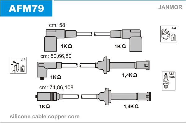 JANMOR Комплект проводов зажигания AFM79