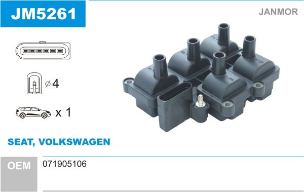 JANMOR Катушка зажигания JM5261