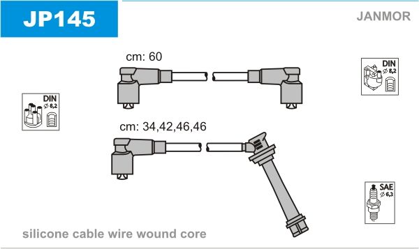 JANMOR Комплект проводов зажигания JP145