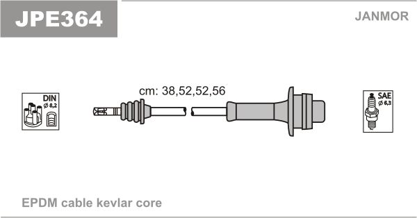 JANMOR Комплект проводов зажигания JPE364