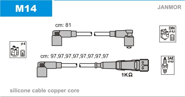 JANMOR Комплект проводов зажигания M14