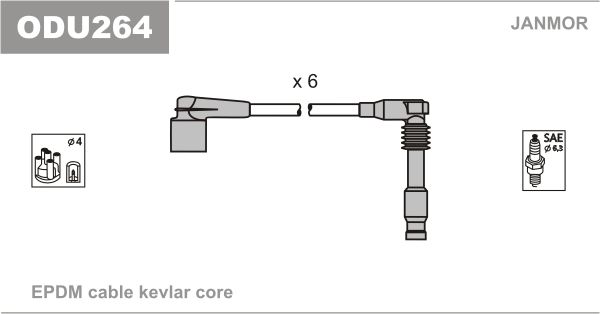 JANMOR uždegimo laido komplektas ODU264