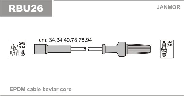 JANMOR Комплект проводов зажигания RBU26