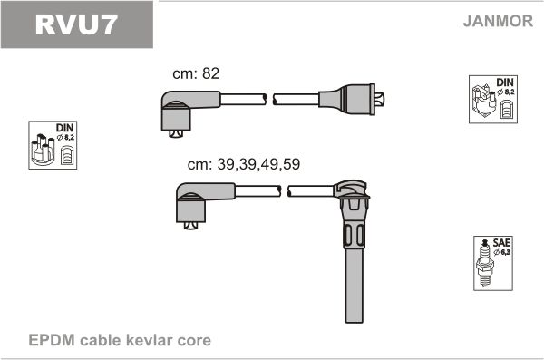 JANMOR Комплект проводов зажигания RVU7