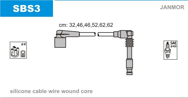 JANMOR Комплект проводов зажигания SBS3