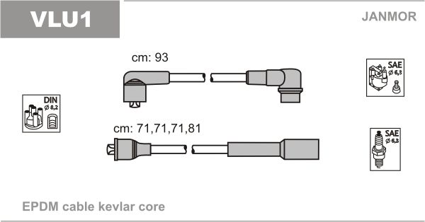 JANMOR Комплект проводов зажигания VLU1