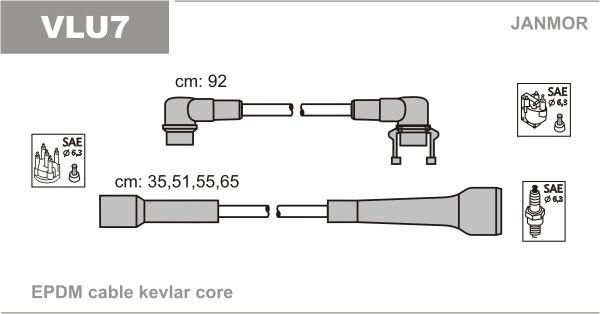 JANMOR Комплект проводов зажигания VLU7