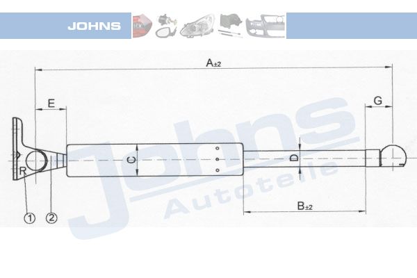 JOHNS dujinė spyruoklė, bagažinė 45 15 95-96