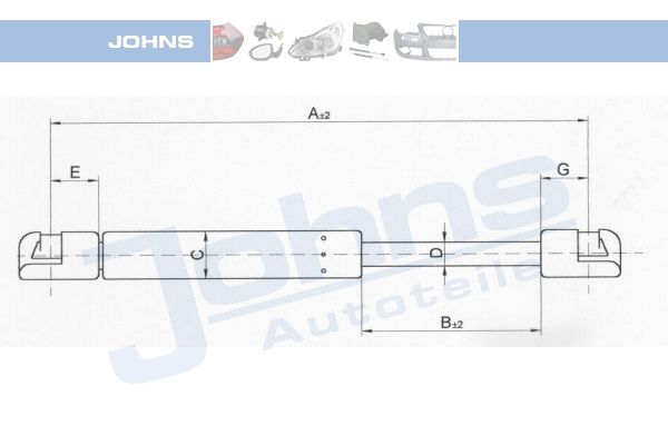 JOHNS Газовая пружина, крышка багажник 60 07 95-91