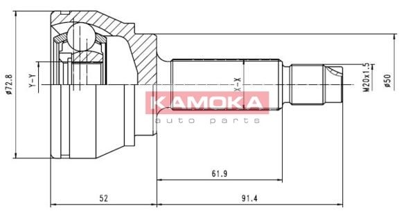 KAMOKA Шарнирный комплект, приводной вал 6168