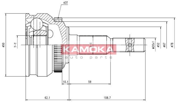 KAMOKA Шарнирный комплект, приводной вал 6254