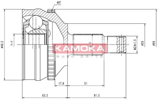 KAMOKA Шарнирный комплект, приводной вал 6576