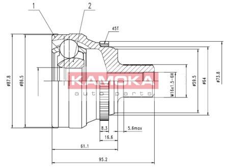 KAMOKA jungčių komplektas, kardaninis velenas 6622