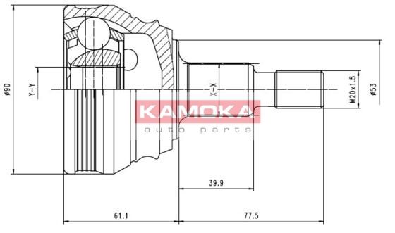 KAMOKA Шарнирный комплект, приводной вал 6680