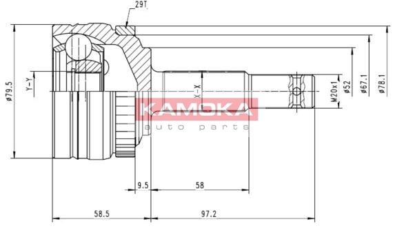 KAMOKA Шарнирный комплект, приводной вал 6718