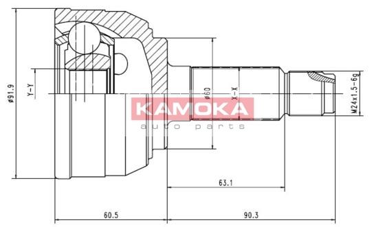 KAMOKA Шарнирный комплект, приводной вал 6950