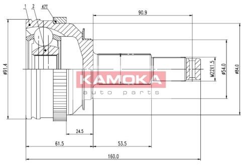 KAMOKA Шарнирный комплект, приводной вал 6999