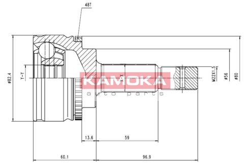 KAMOKA Шарнирный комплект, приводной вал 7054