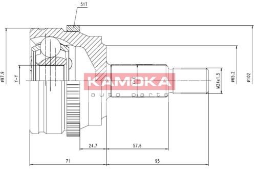 KAMOKA Шарнирный комплект, приводной вал 7090