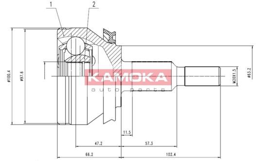 KAMOKA Шарнирный комплект, приводной вал 7526