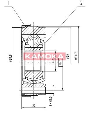 KAMOKA Шарнирный комплект, приводной вал 8010