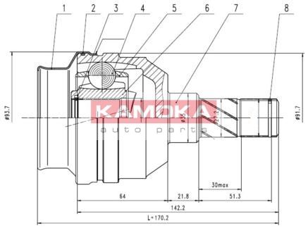 KAMOKA jungčių komplektas, kardaninis velenas 8715