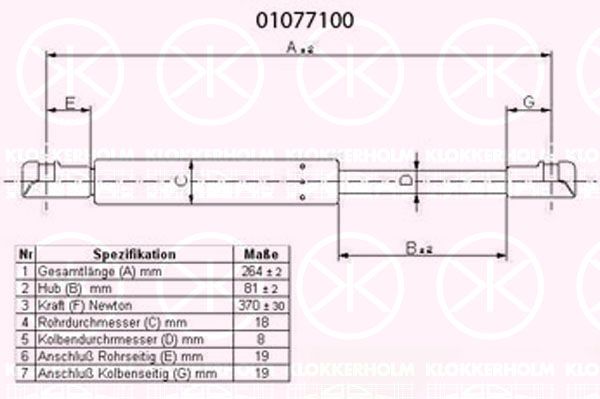 KLOKKERHOLM Газовая пружина, крышка багажник 01077100