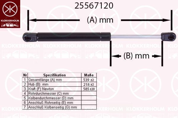 KLOKKERHOLM Газовая пружина, крышка багажник 25567120