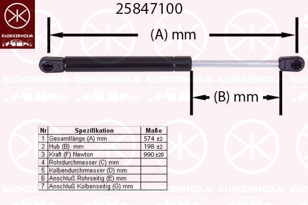 KLOKKERHOLM dujinė spyruoklė, bagažinė 25847100