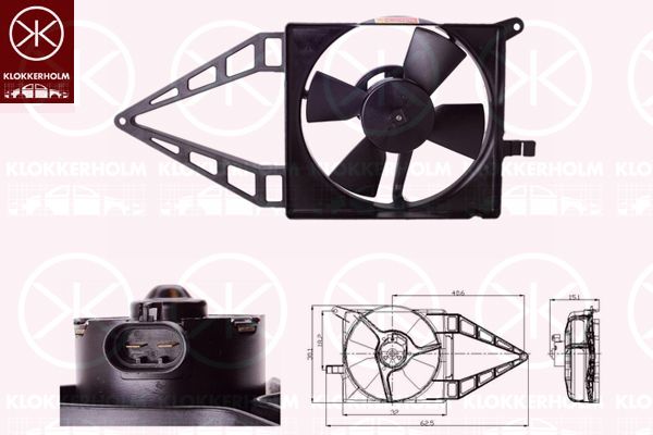KLOKKERHOLM Вентилятор, охлаждение двигателя 50222602
