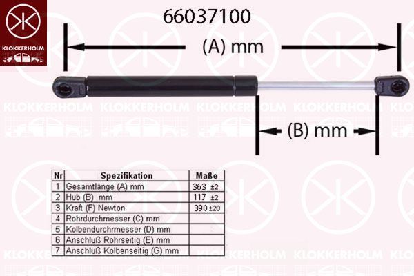 KLOKKERHOLM dujinė spyruoklė, bagažinė 66037100