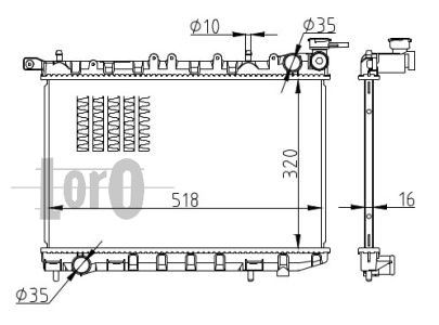 LORO Радиатор, охлаждение двигателя 035-017-0024-B
