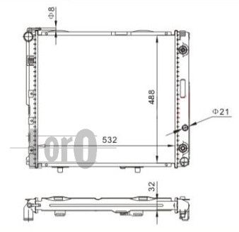 LORO Радиатор, охлаждение двигателя 054-017-0044