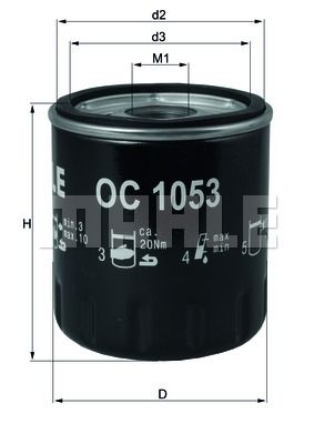 MAHLE alyvos filtras OC 1053