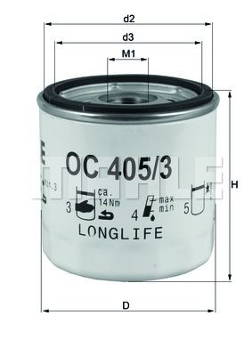 MAHLE alyvos filtras OC 405/3