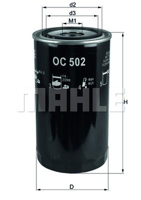 MAHLE alyvos filtras OC 502